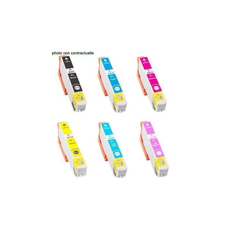 Epson® T2438 XL pack de 6 cartouches génériques - Économies garanties