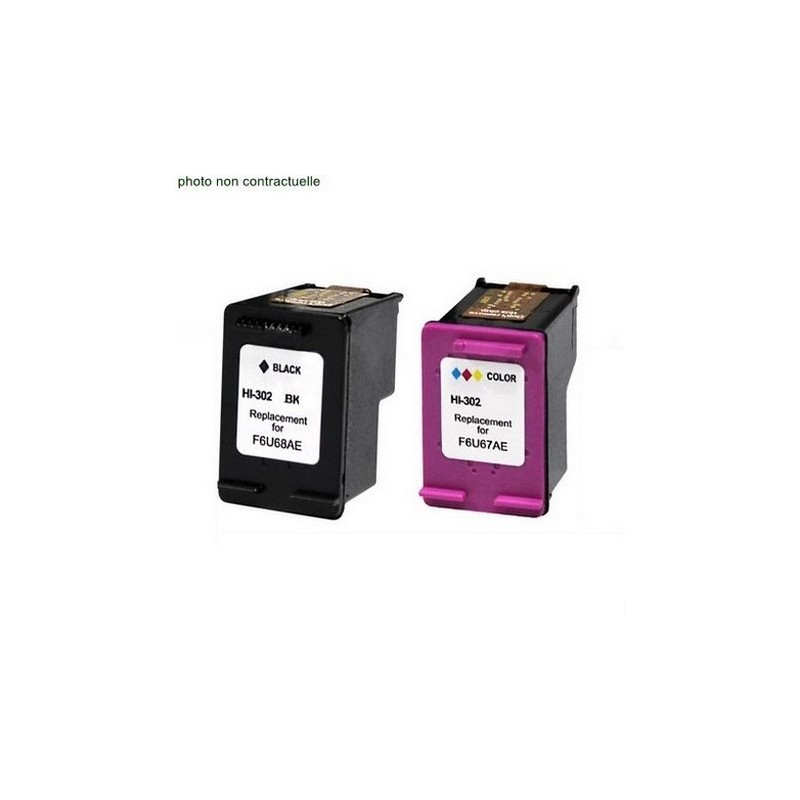 HP® 302  XXL (Black+CL) pack de 2 cartouches génériques - Économies garanties