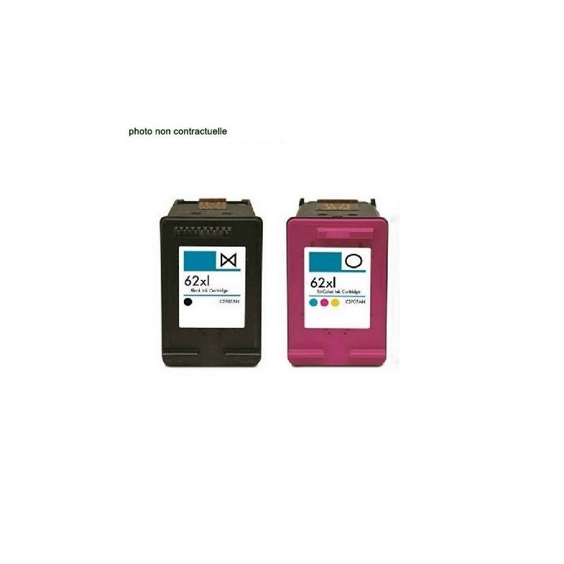 HP® 62 XL (Black+CL) pack de 2 cartouches génériques - Économies garanties